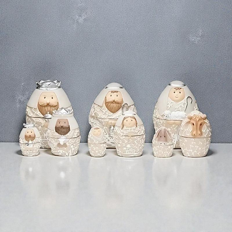 Nesting Nativity 6"H 9pc set