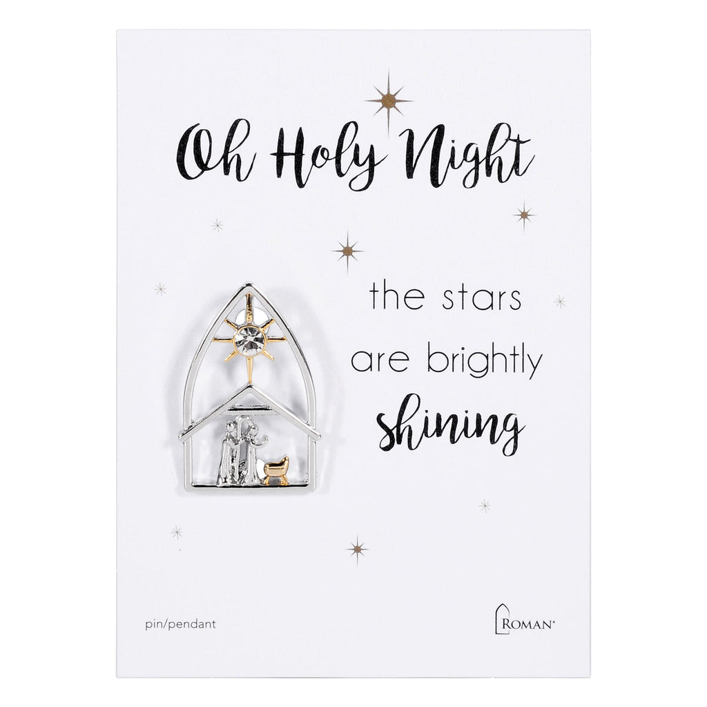 O Holy Night Nativity Pin 1.5"H