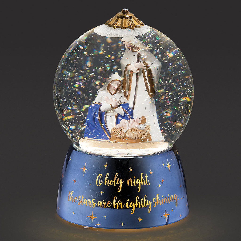 O Holy Night LED Snow Globe 7"H