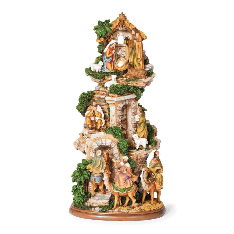 Roman 17"H Stable with Stairs Nativity Scene