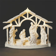 Roman 13.5"H Lighted White Nativity Scene