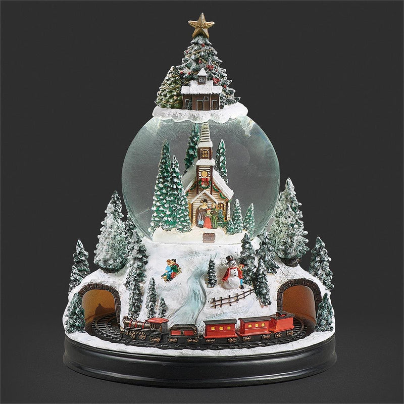 Roman 11"H Lighted Musical Church Dome with Rotating Train; 120mm