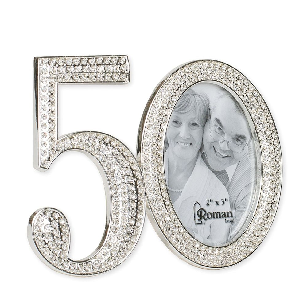 50th Anniversary Rhinestone Frame 3.25"H