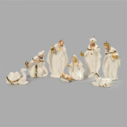 Roman 7.5"H 8-Piece Set Ivory Nativity with Gold Accents