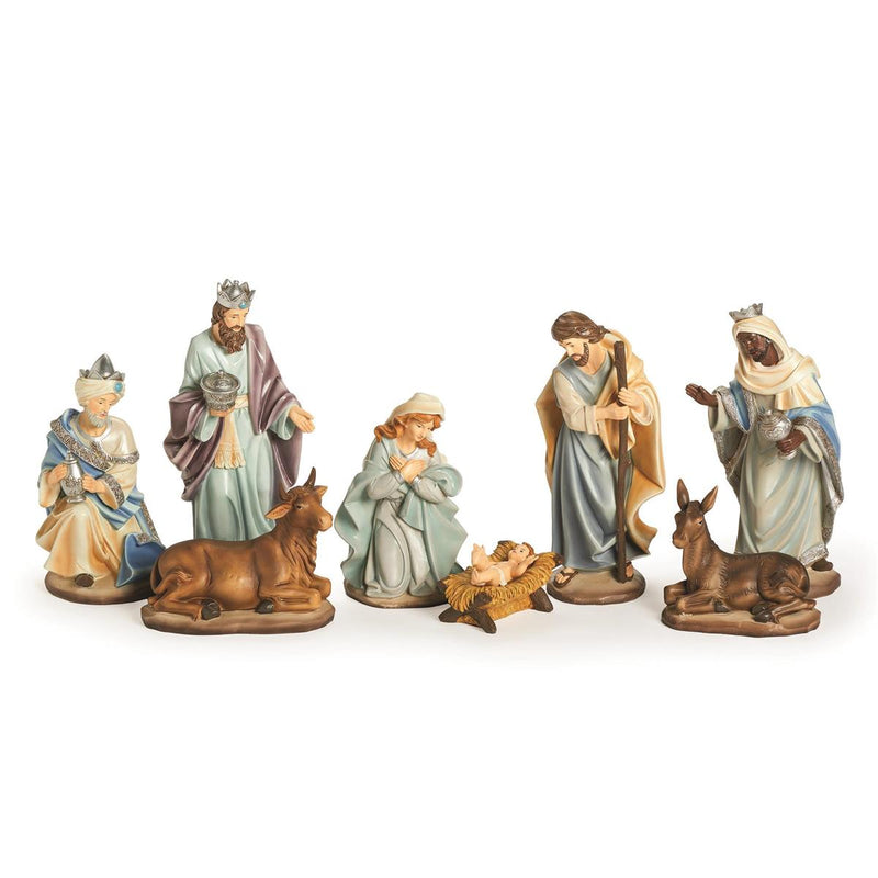 Roman 10"H 8-Piece Set Blue Nativity