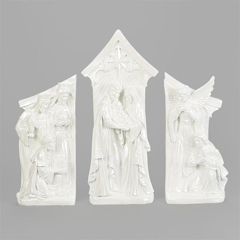 Roman 14.5"H 3-Piece Set Nativity White Pearlized