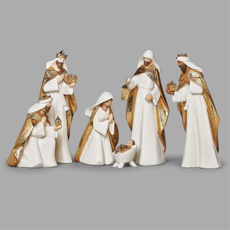 Roman 12"H 6-Piece Set Nativity Gold & White; Modern Design