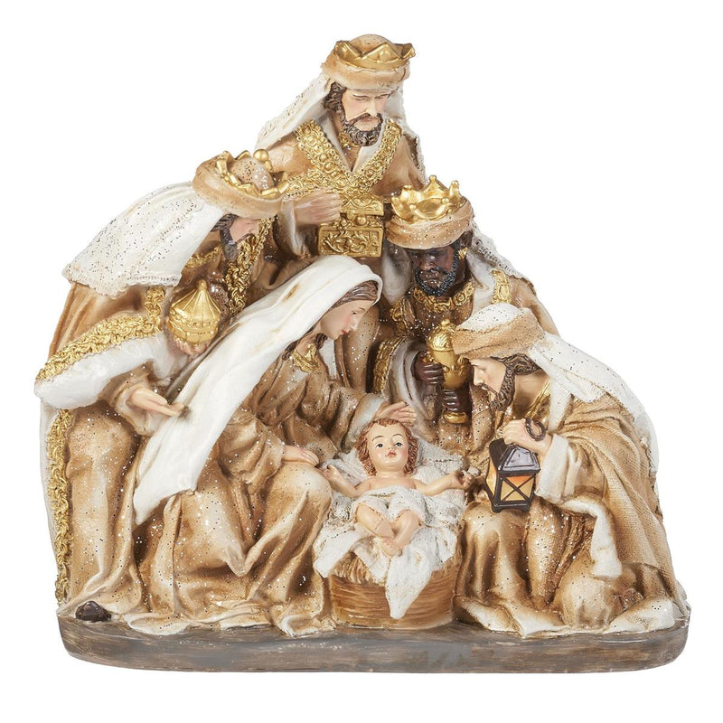 Roman 10"H Nativity Scene Metallic Glitter