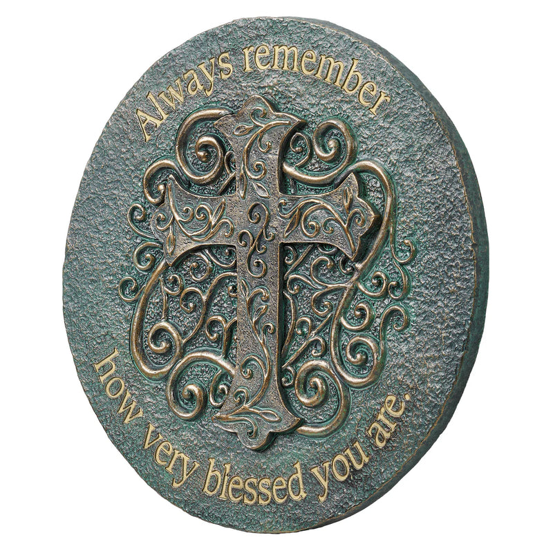 Blessed Cross Garden Stone 9" - Religious Garden Decor | Roman