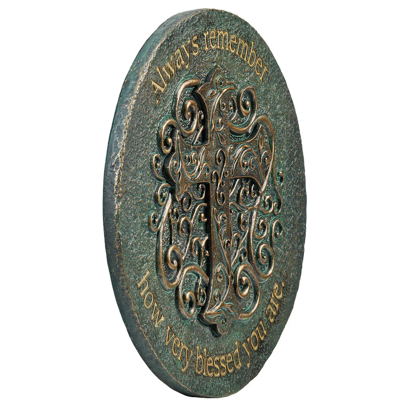 Blessed Cross Garden Stone 9" - Religious Garden Decor | Roman