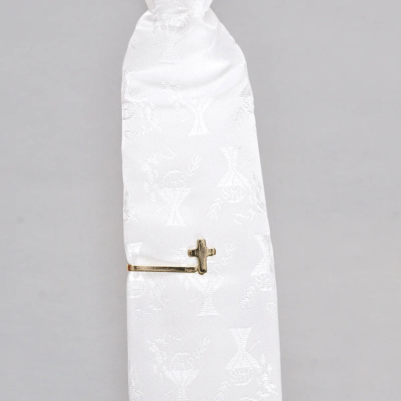Gold Cross Tie Bar for First Communion - Boys Religious Tie Clip