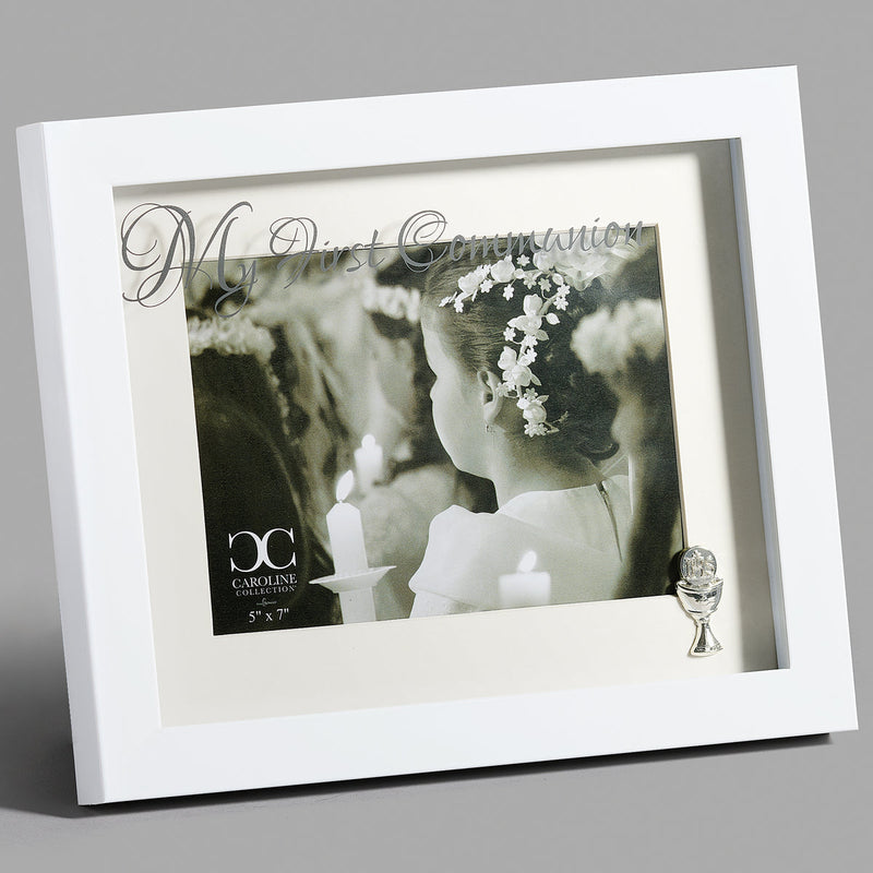 First Communion Picture Frame in White - 7x5 Photo | Caroline Collection