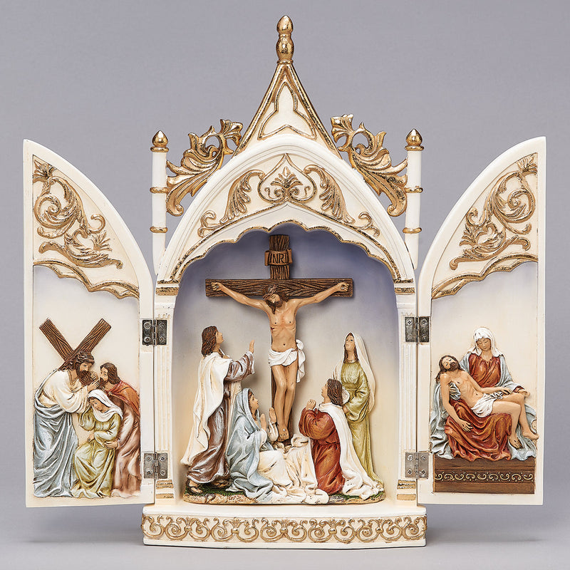 Crucifix Triptych Scene 14"H