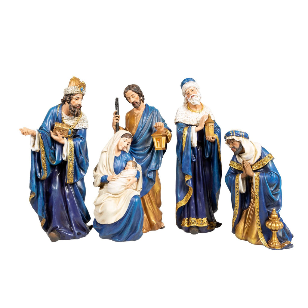 Nativity Set in Royal Blue and Gold 9.5"- 15"H 4pcs