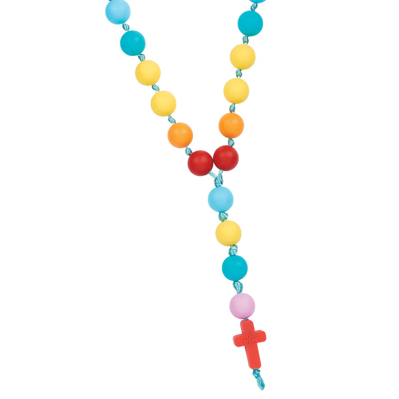 Blessed By God Silicone Cross Teether Necklace | Catholic Baby Gift