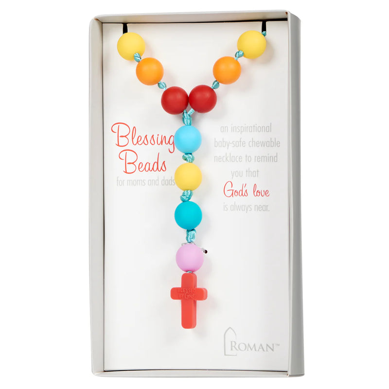 Blessed By God Silicone Cross Teether Necklace | Catholic Baby Gift