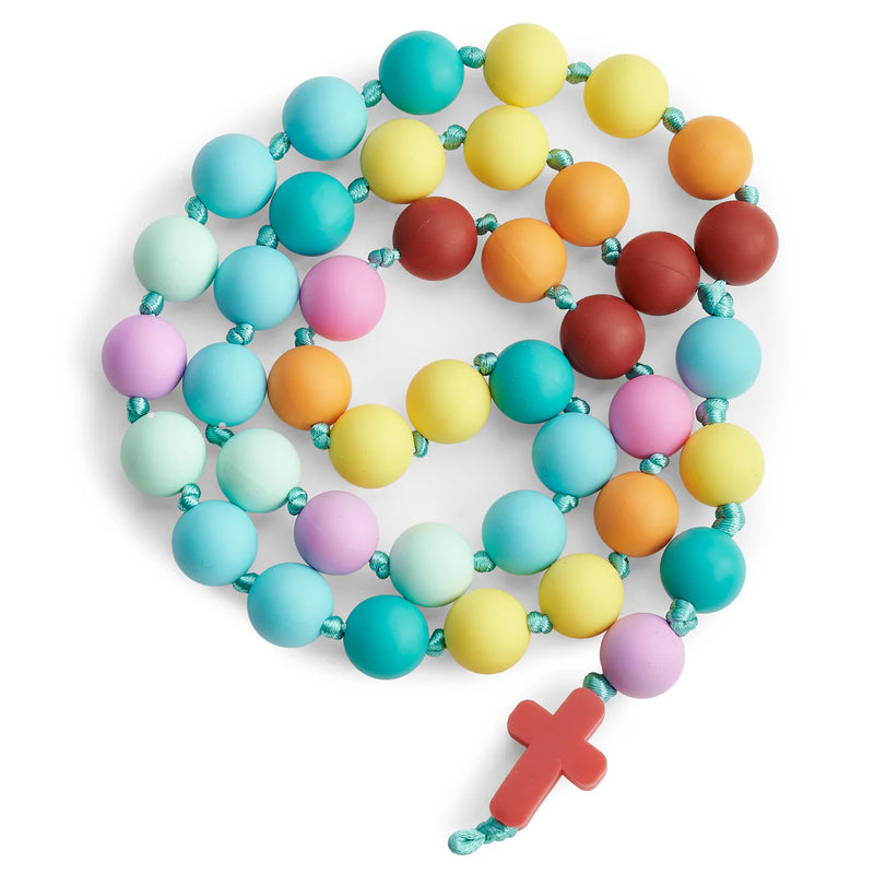 Blessed By God Silicone Cross Teether Necklace | Catholic Baby Gift