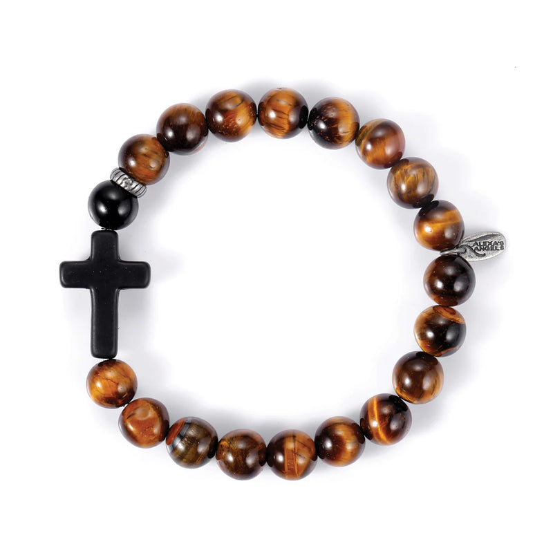 Men's Cross Bracelet with Tiger's Eye Stone | Alexa's Angels