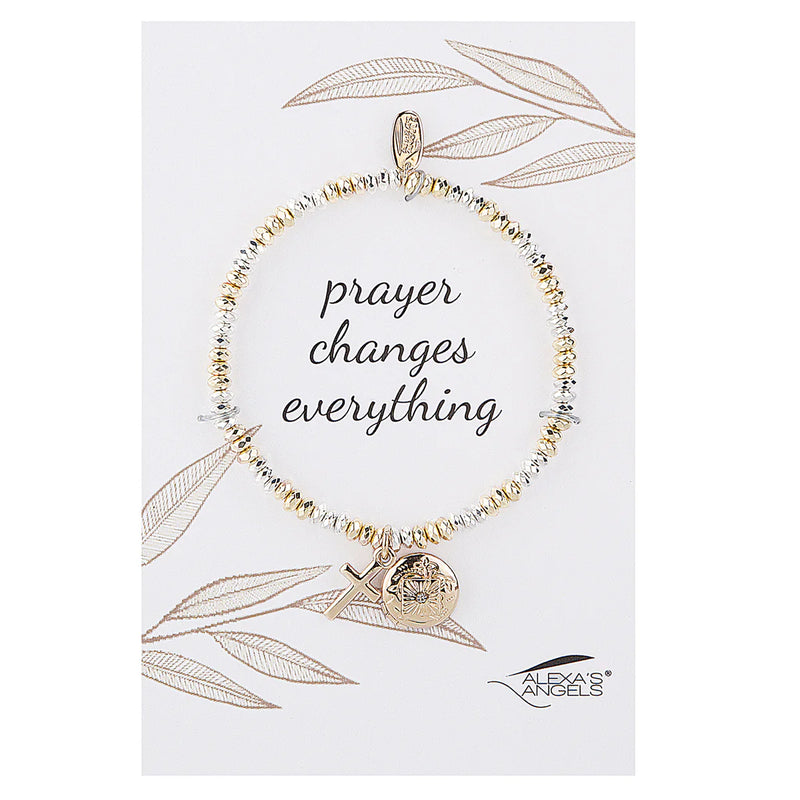 Gold Prayer Locket Bracelet with Cross | Alexa's Angels