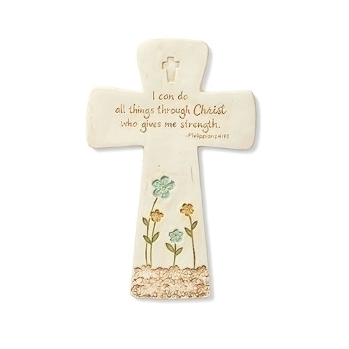 I Can Do All Things Floral Wall Cross 8.25"