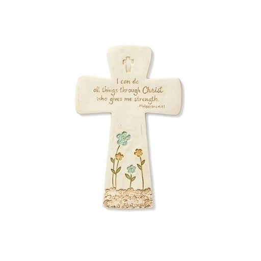 Roman I Can Do All Things Floral Wall Cross 8.25"