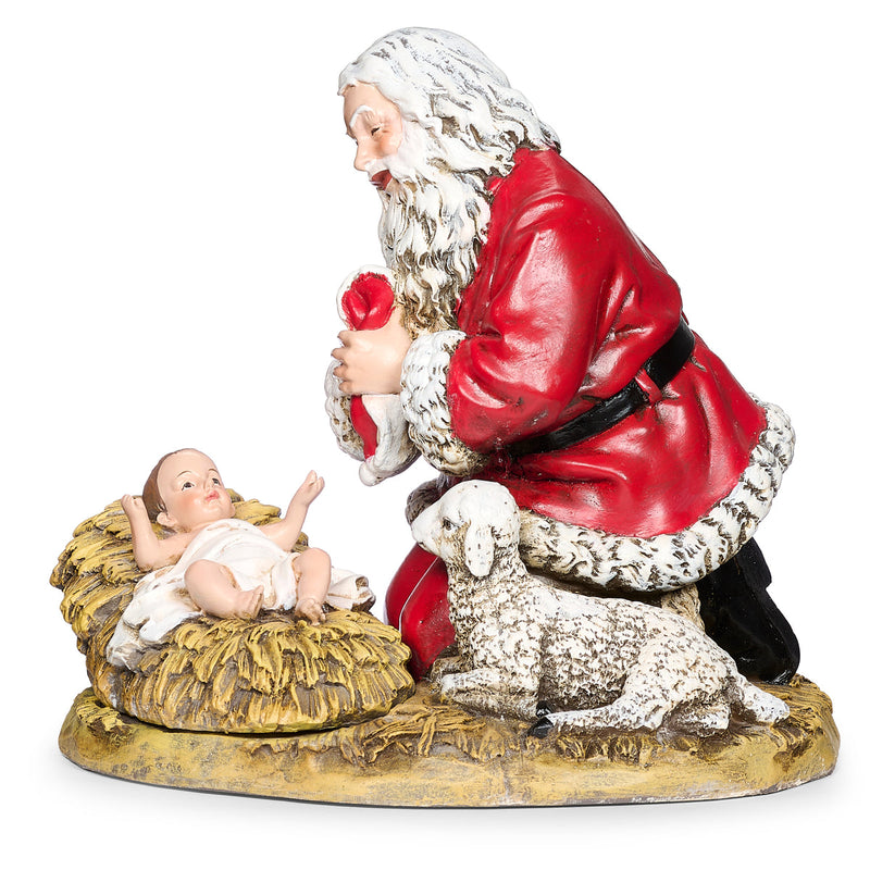 Santa Kneeling to Baby Jesus Figure 8"H