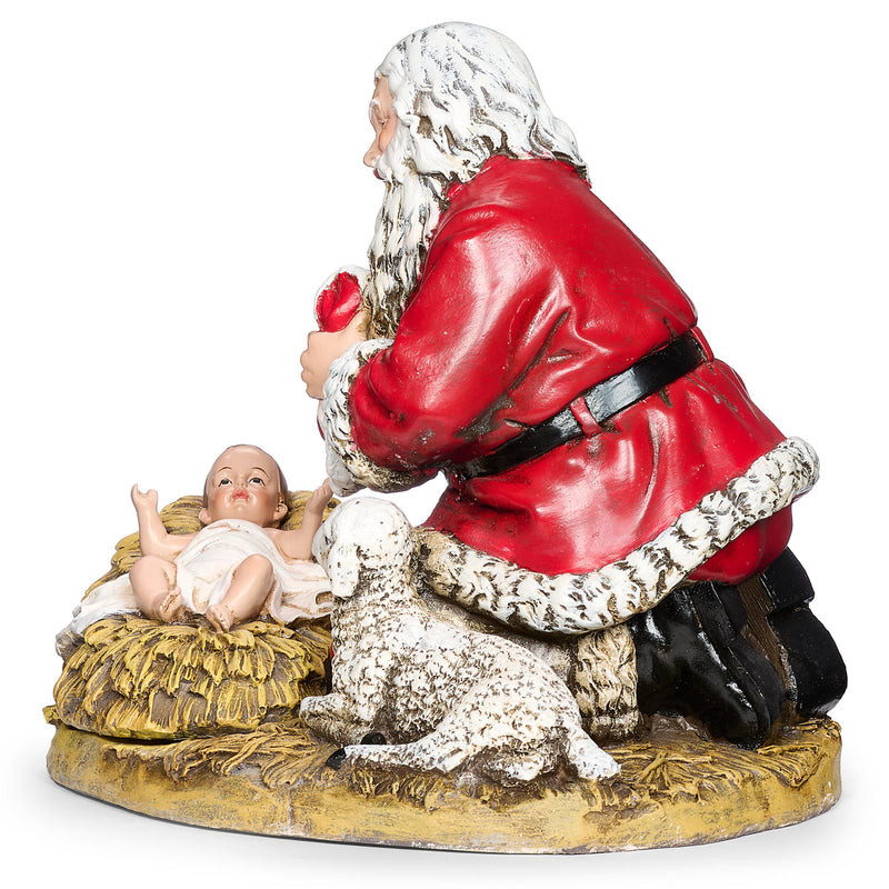 Santa Kneeling to Baby Jesus Figure 8"H
