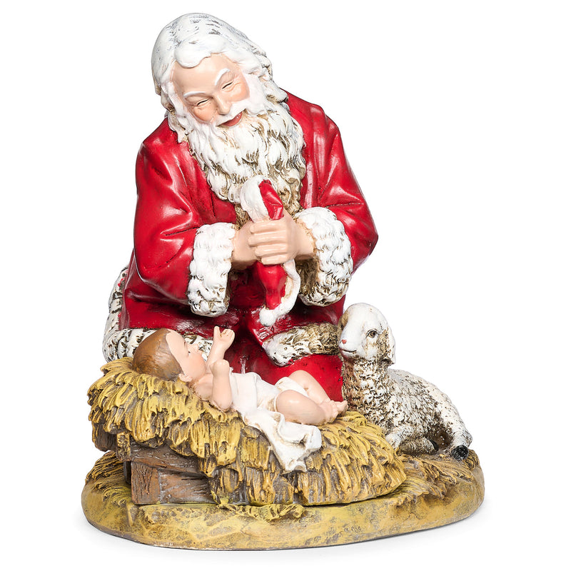 Santa Kneeling to Baby Jesus Figure 8"H