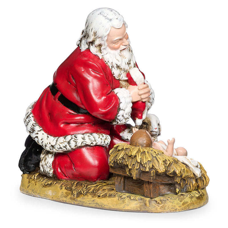 Santa Kneeling to Baby Jesus Figure 8"H