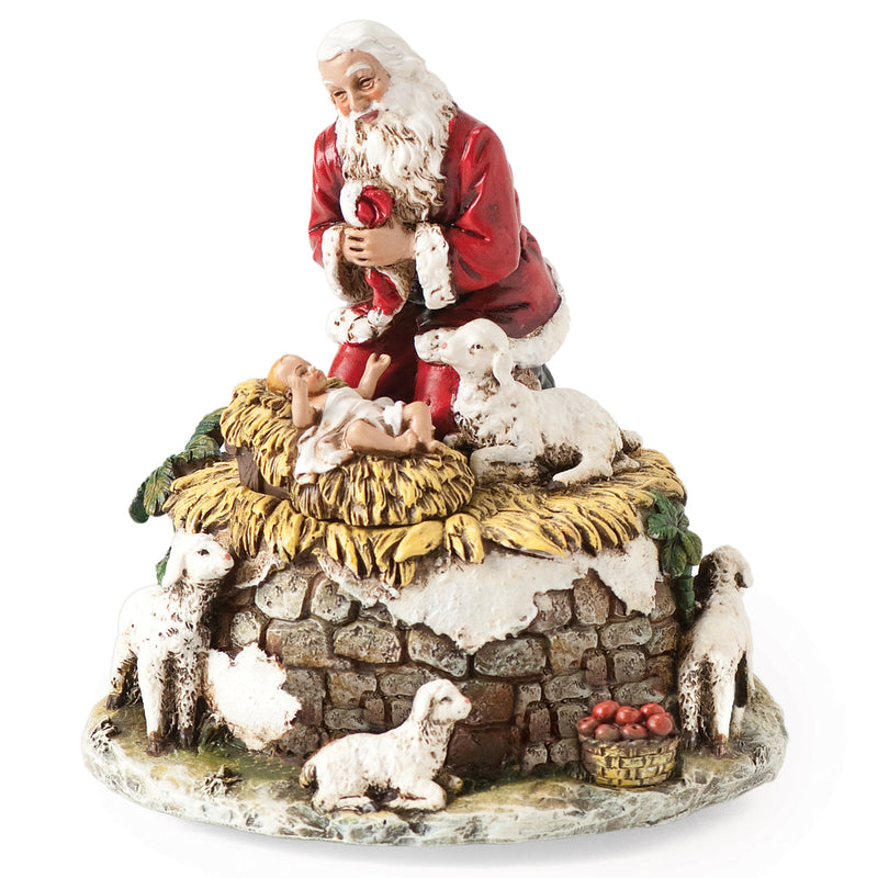 Santa Kneeling to Baby Jesus Musical Figure 5.75"