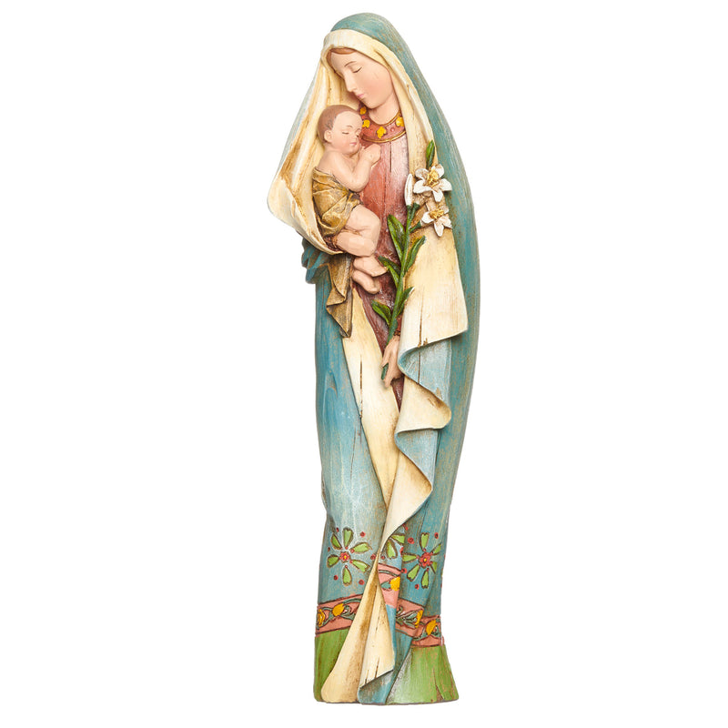 Madonna and Child with Lily Statue 12.5"H