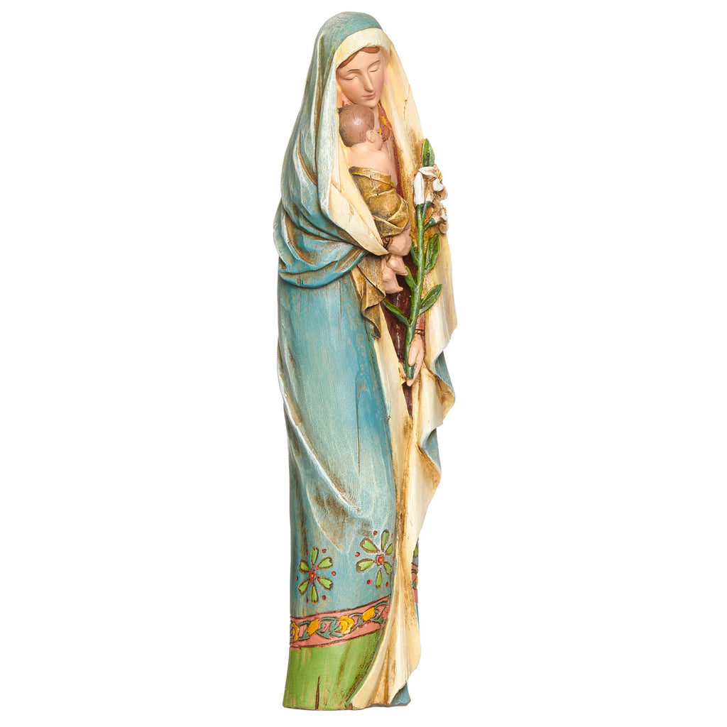 Madonna and Child with Lily Statue 12.5"H