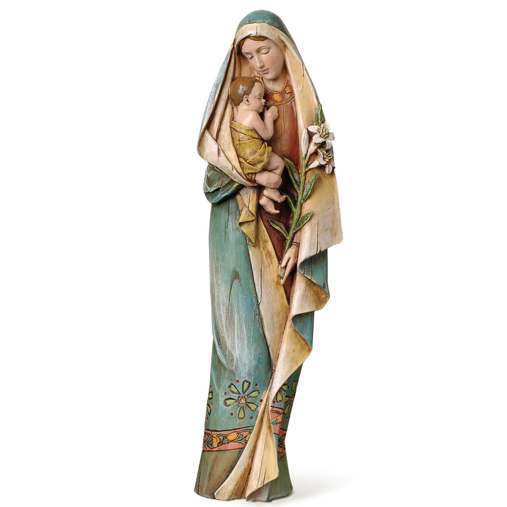 Madonna and Child with Lily Statue 12.5"H