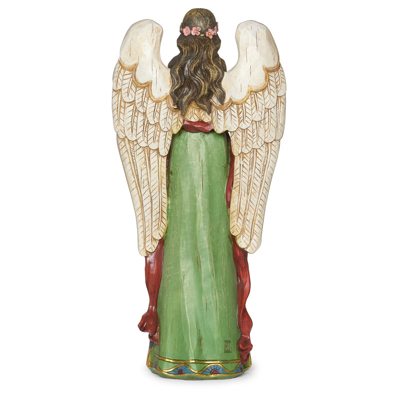 Angel Holding Star with Holy Family in Skirt Statue 15.75"H