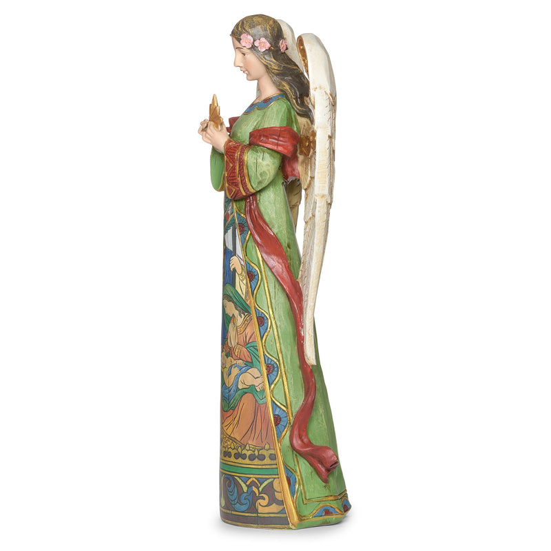 Angel Holding Star with Holy Family in Skirt Statue 15.75"H