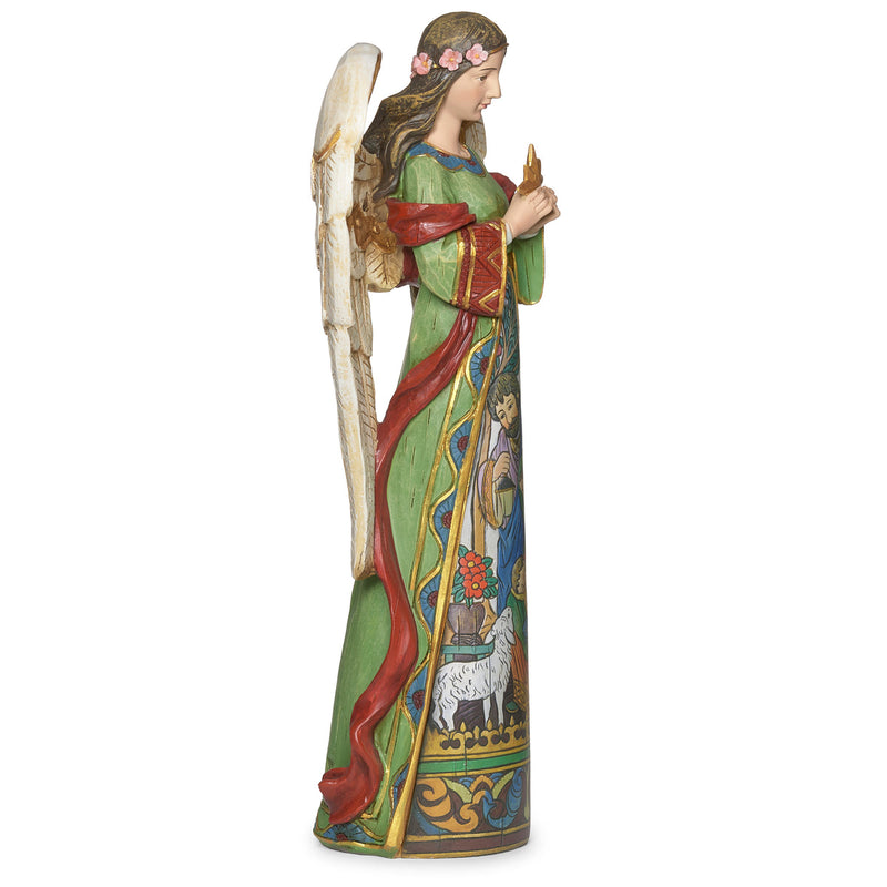 Angel Holding Star with Holy Family in Skirt Statue 15.75"H