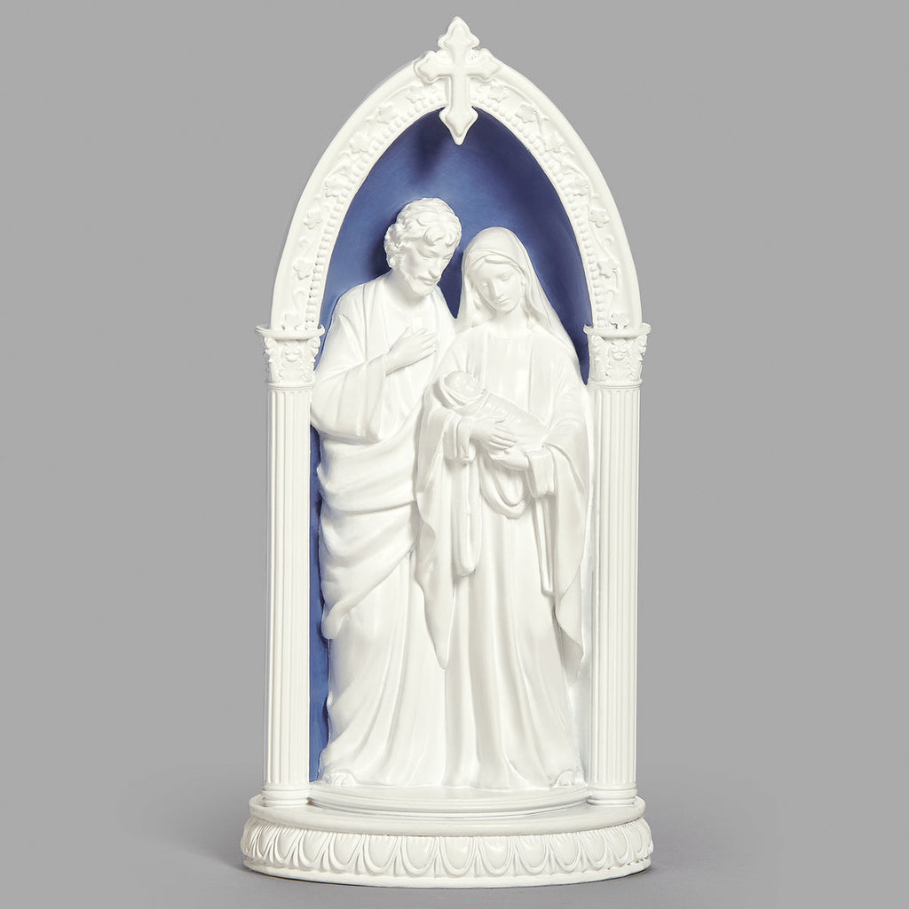 Lighted Holy Family in Arch Della Robbia 8.25"H