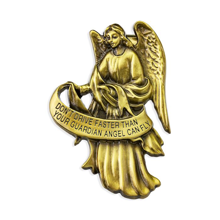 Guardian Angel Visor Clip "Don't Drive Faster Than..." Bronze