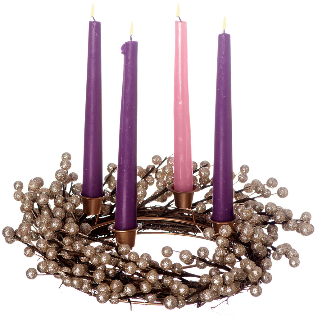 Advent Wreath Champaign Berry 14"D