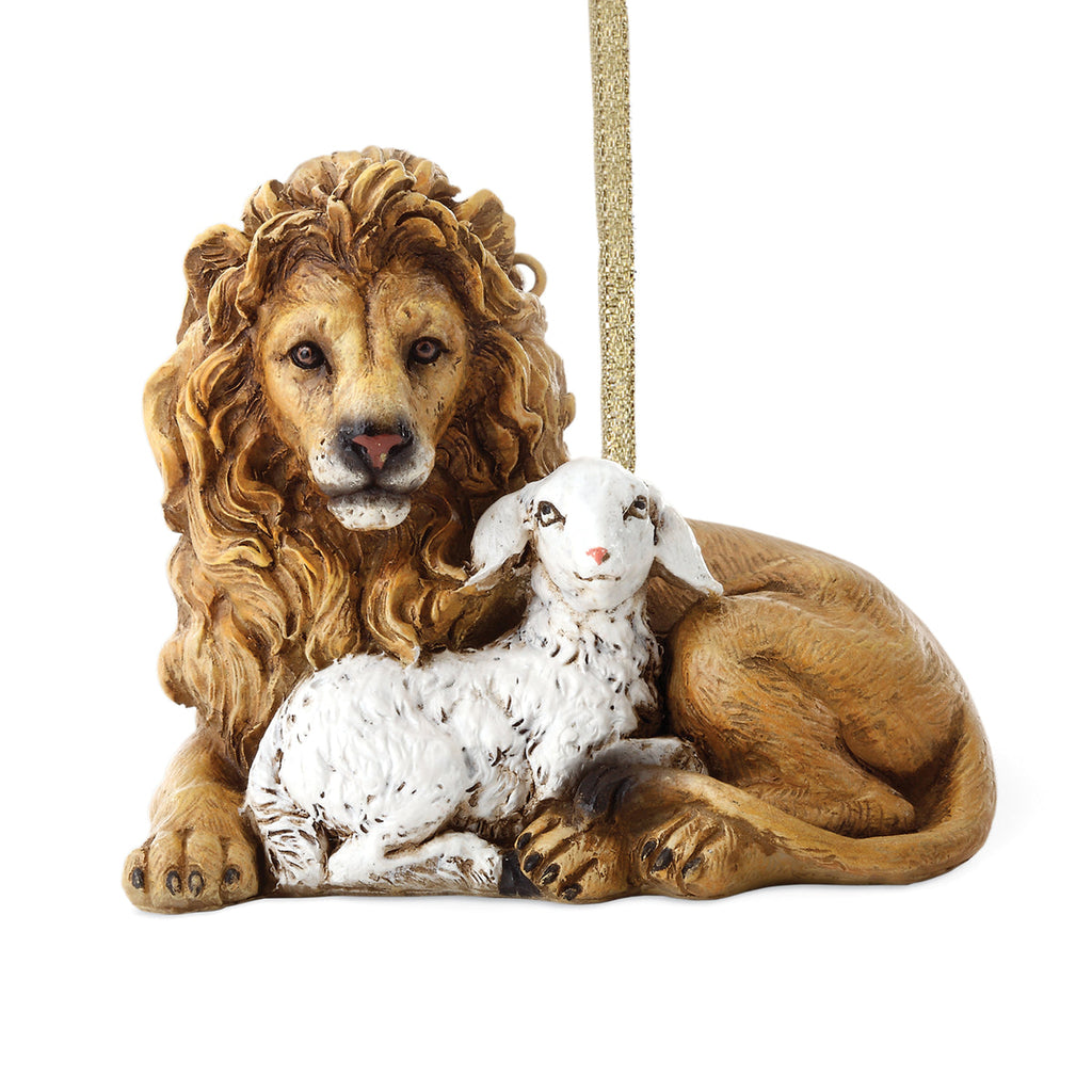 Lion and Lamb Ornament with Tag 3"H