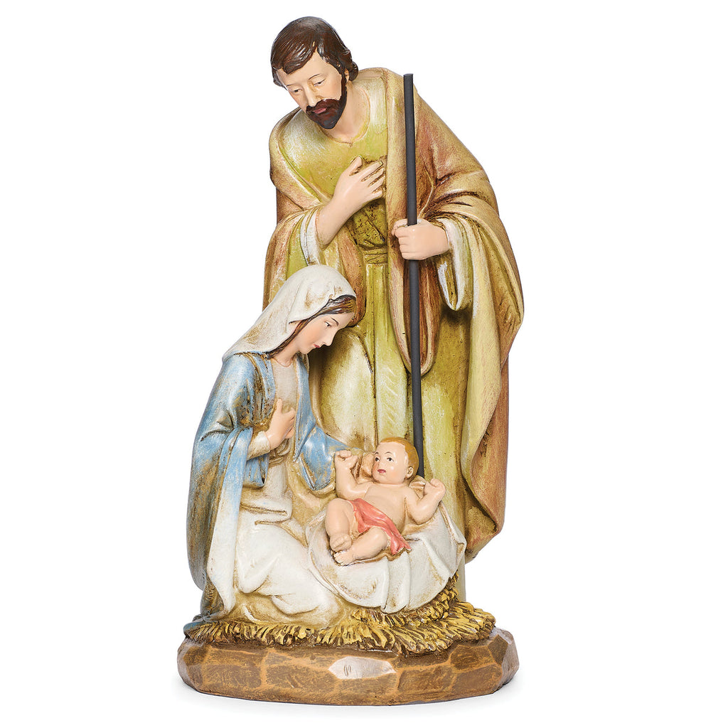 Holy Family in Wood Carved Style 8"H