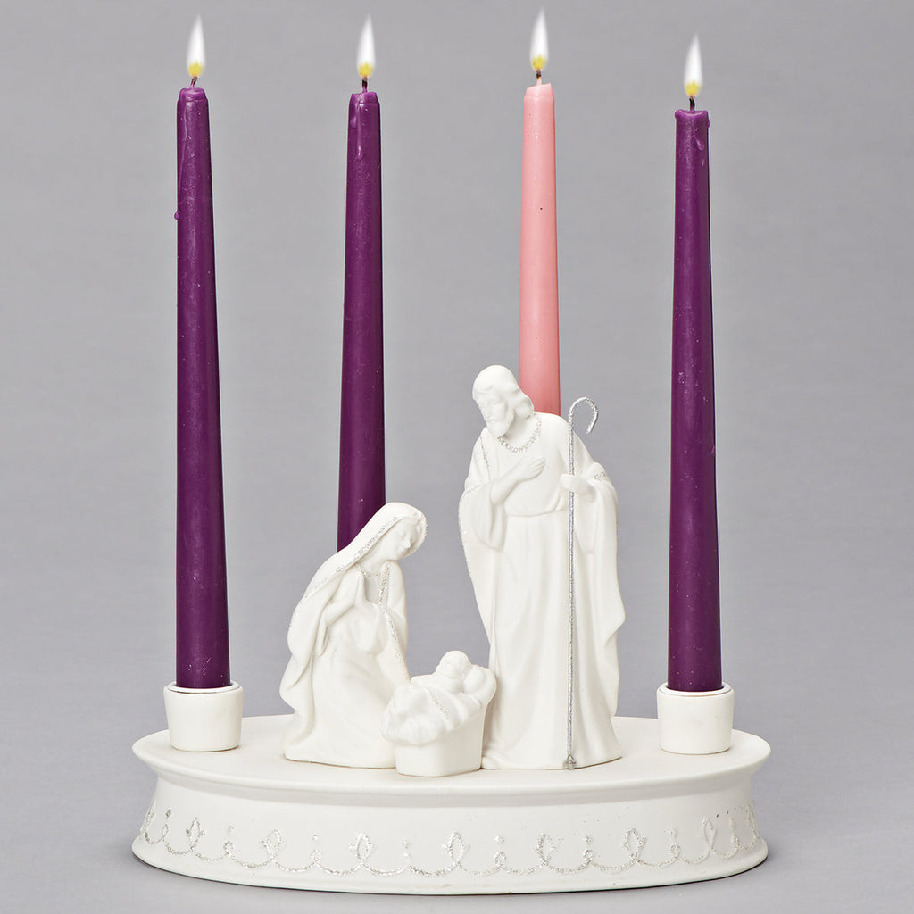 Advent Candle Holder Holy Family 7.7"H