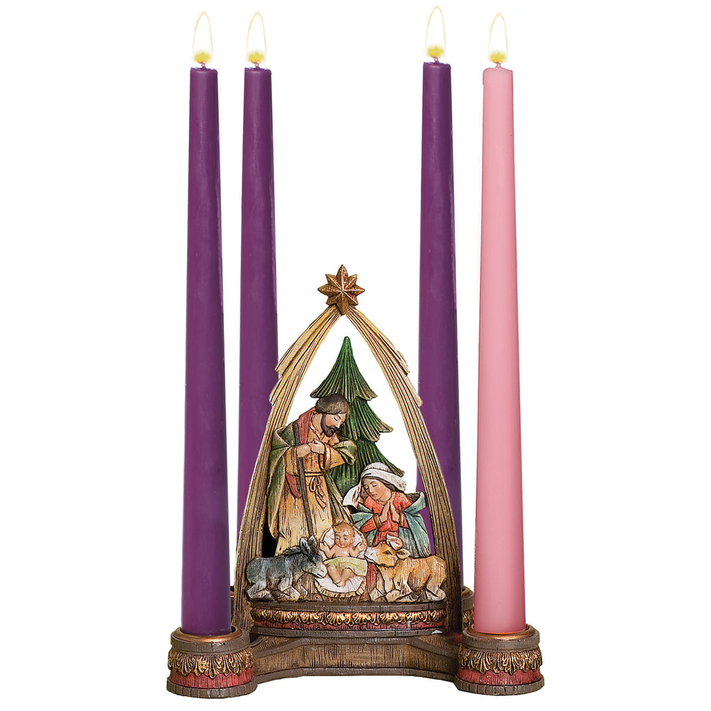 Advent Nativity Candle Holder with Arch 6.25"H