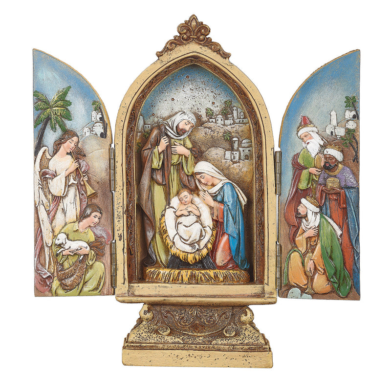 Triptych with Holy Family 9"H