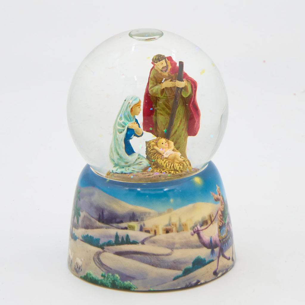 Holy Family Musical Snow Globe 5"H