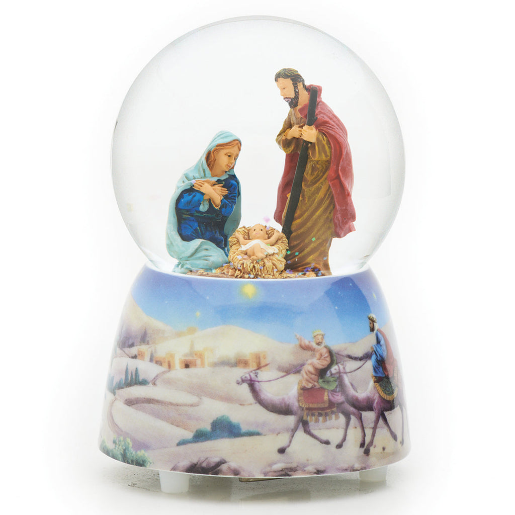 Holy Family Musical Snow Globe 5"H
