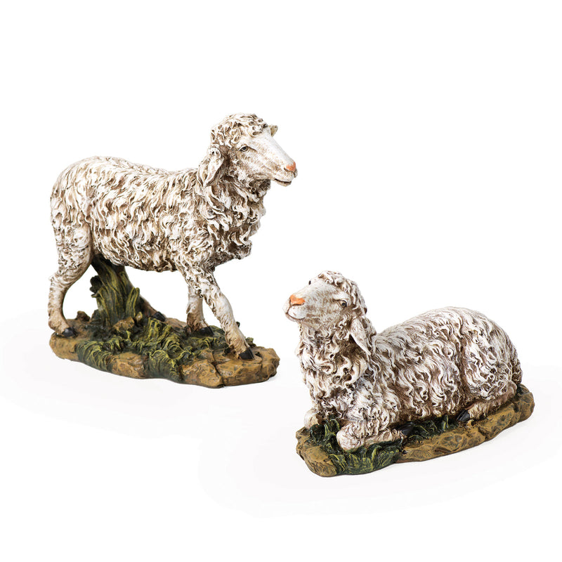 Sheep Standing and Seated in Color 14.5" 2pc set