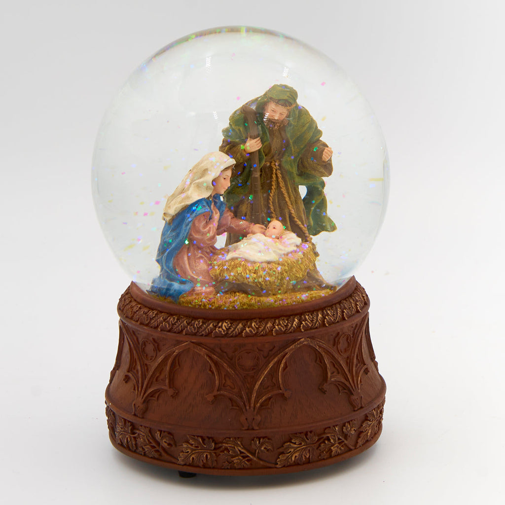 Holy Family Musical Snow Globe 6.7"H