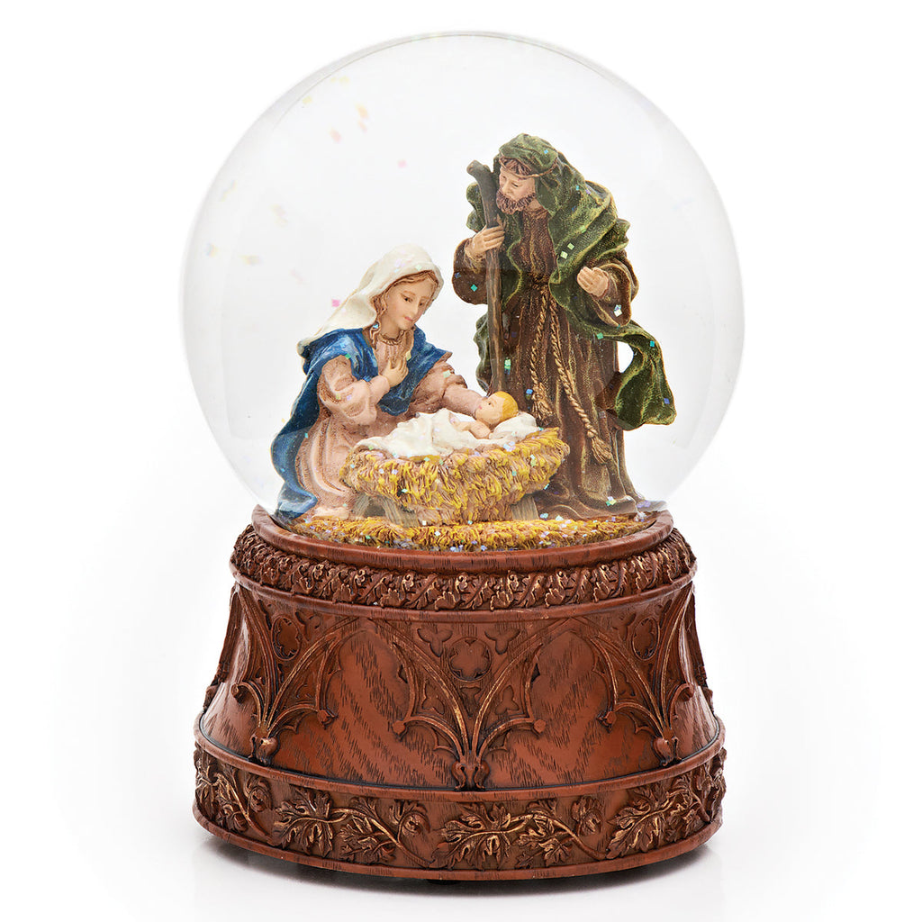 Holy Family Musical Snow Globe 6.7"H