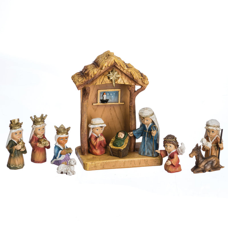 Nativity with Stable 8"H 11pc set